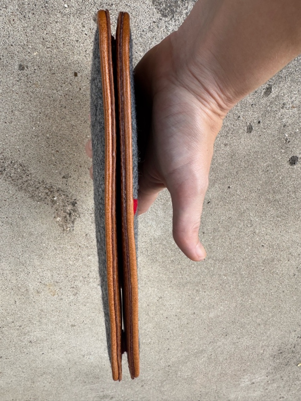 Tophome Brand Leather and Felt Wool Bifold Wallet - Picture 7 of 10